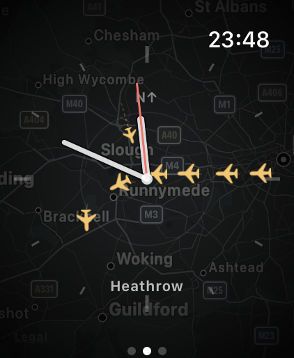 The free Heathrow dial showing London traffic